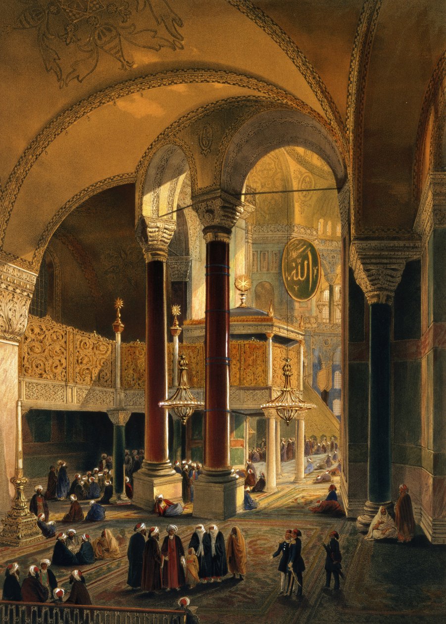 Haghia Sophia, galleria imperiale e palco, inciso da Louis Haghe, pubblicato 1852 da Gaspard Fossati