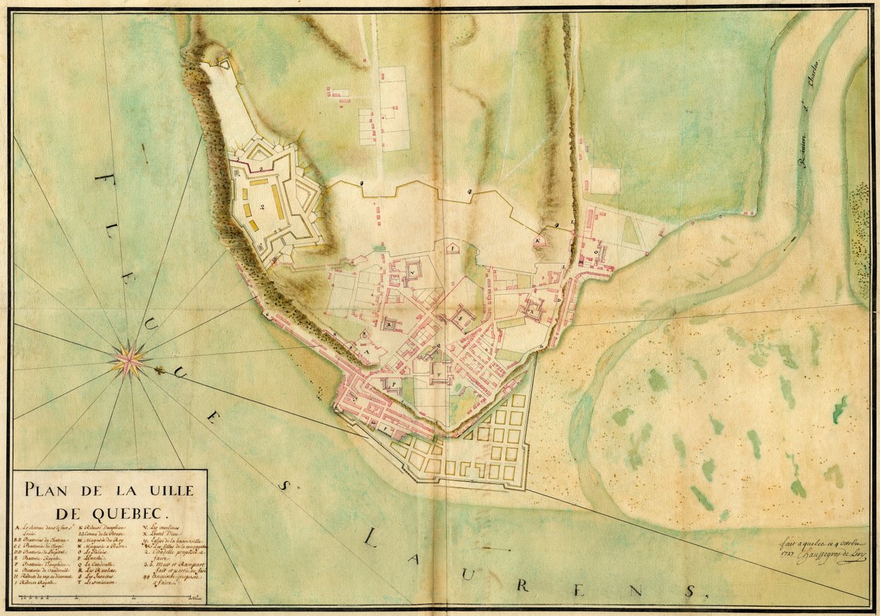 Gaspard-Joseph Chaussegros de Lery, Pianta della città di Québec, 1727 da Gaspard Joseph Chaussegros de Léry