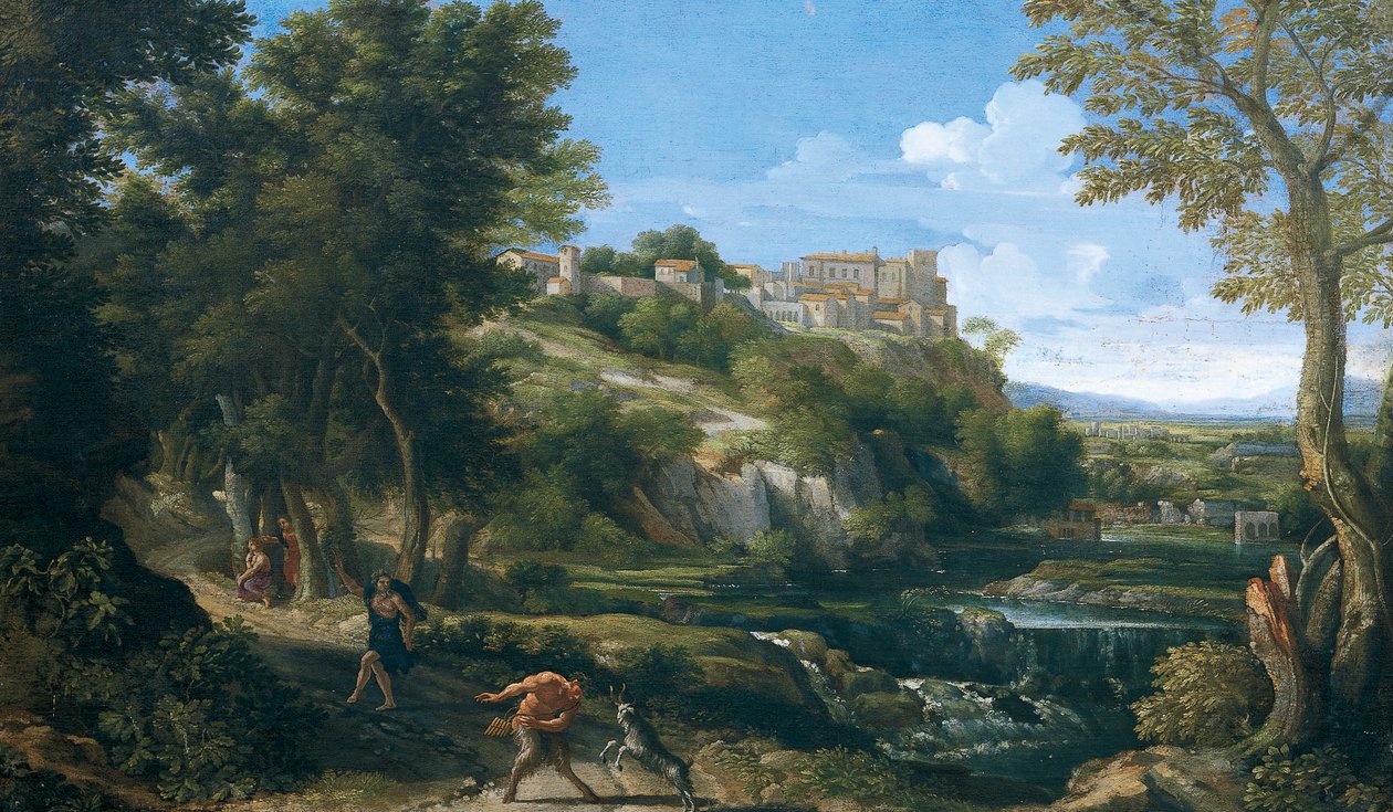 Paesaggio con fauno danzante e ninfa 1667 - 1668 da Gaspard Poussin Dughet