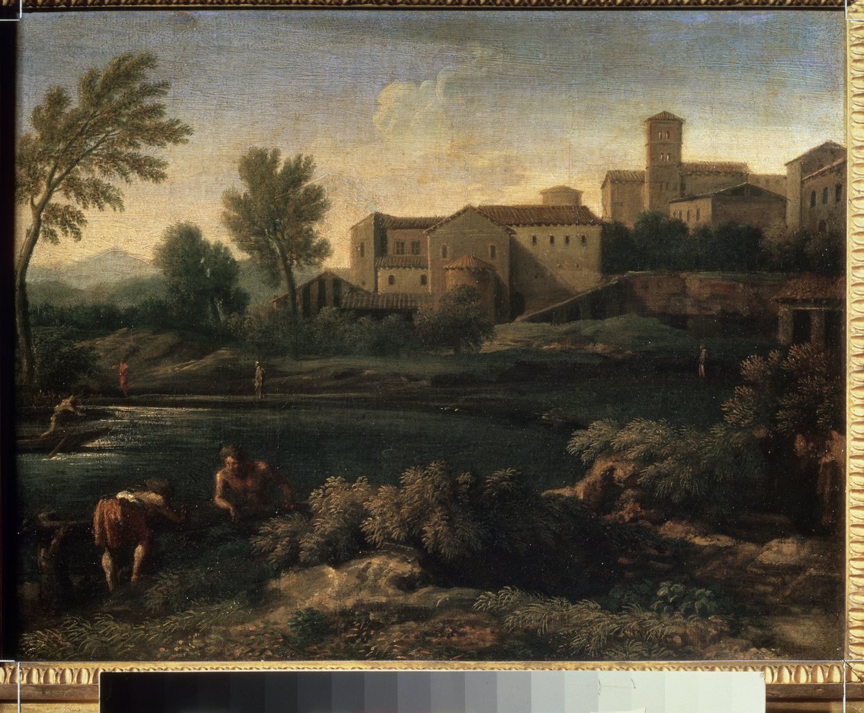 Veduta di una città nella regione del Lazio vicino a Roma da Gaspard Poussin Dughet