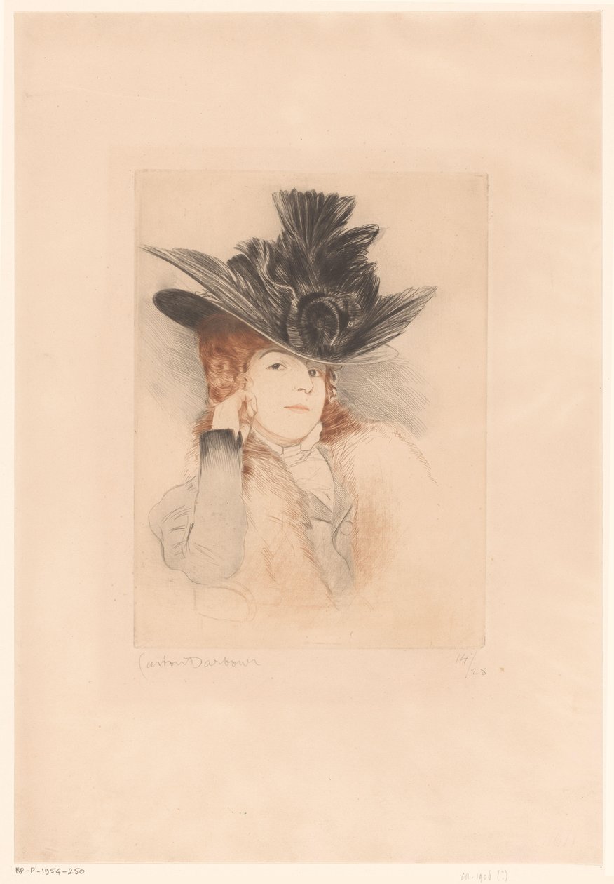 Ritratto di una dama sconosciuta con cappello da Gaston Darbour