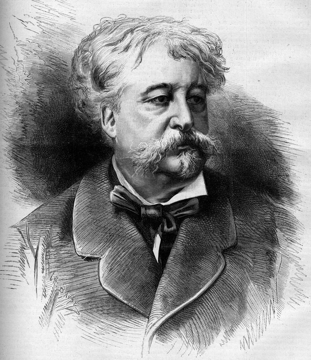 Ritratto di Jules Noriac (1827-1882) scrittore, critico e giornalista francese. Incisione di G. Vuillier in "Le Monde Illustré" n.1332 del 7 ottobre da Gaston Vuillier