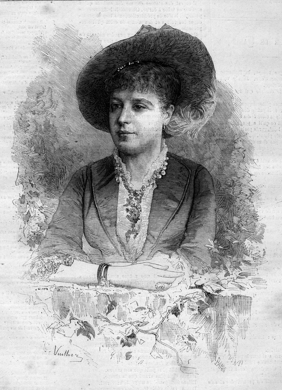 Ritratto di Rosita Mauri (1849-1923), ballerina classica spagnola. Incisione di Vuillier in 