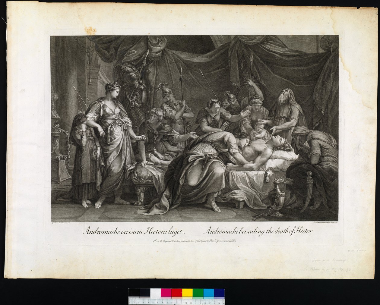 Andromaca piange la morte di Ettore, inciso da Domenico Cunego, 1764 da Gavin after Hamilton