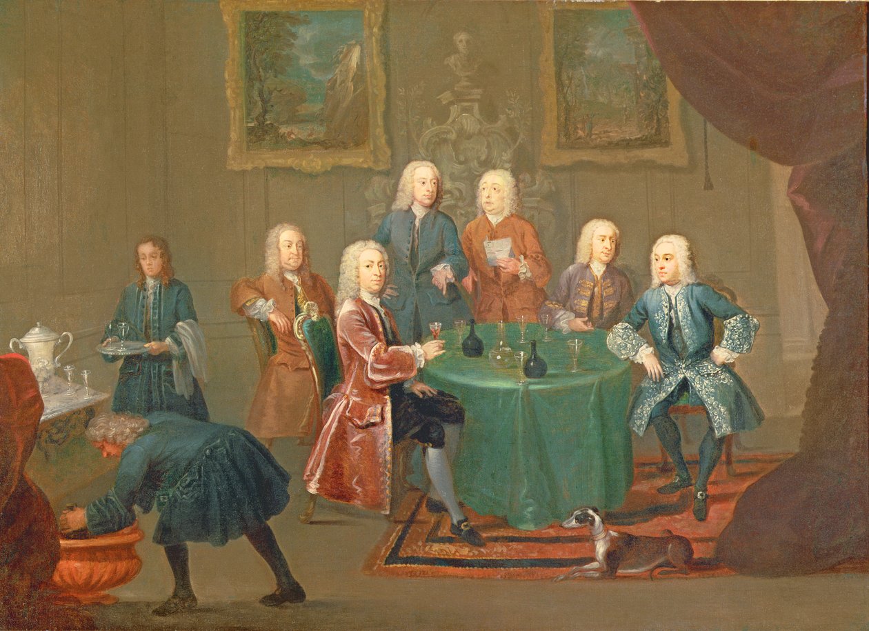 I fratelli Clarke con altri gentiluomini che bevono vino, c.1730-35 da Gawen Hamilton