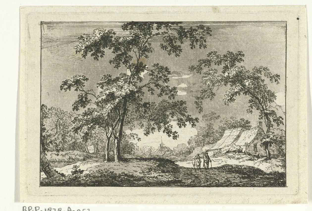 Paesaggio boscoso con due escursionisti da Geerlig Grijpmoed