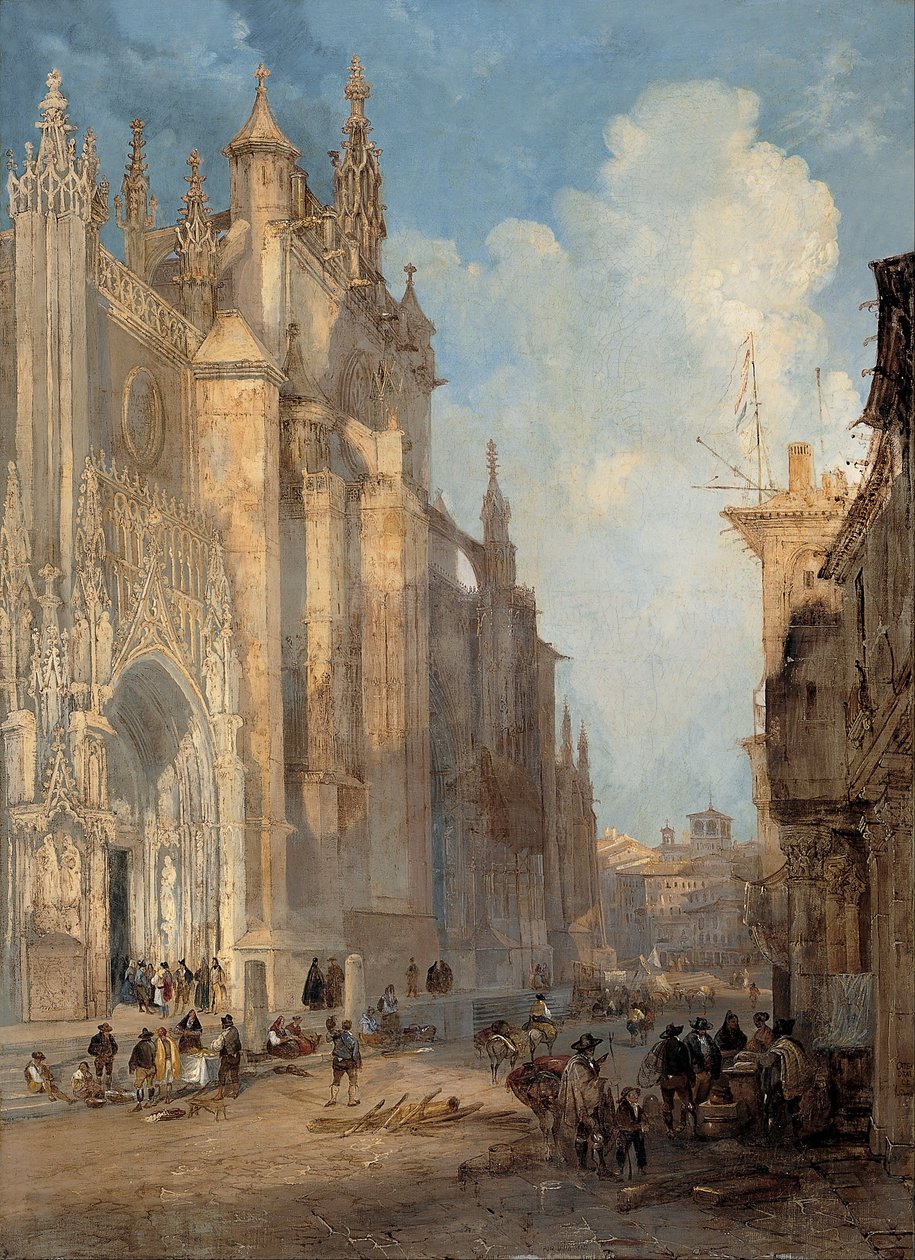 Cattedrale di Siviglia sul lato dei gradini da Genaro Pérez Villaamil