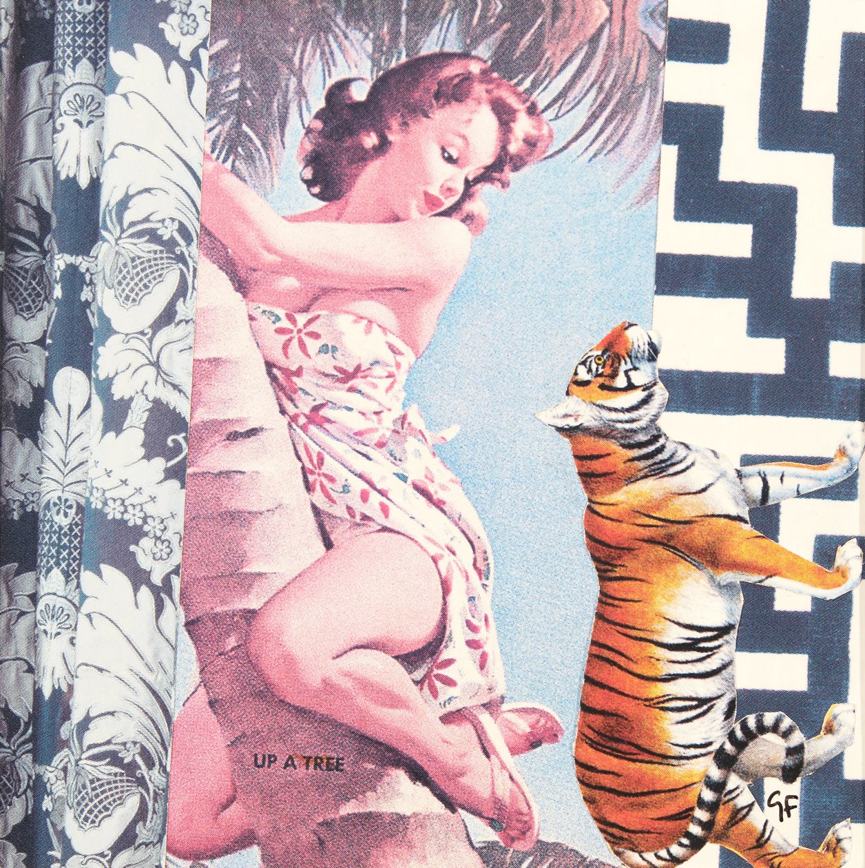 Ragazza che si arrampica con la tigre, 2016 (collage) da Genevieve French