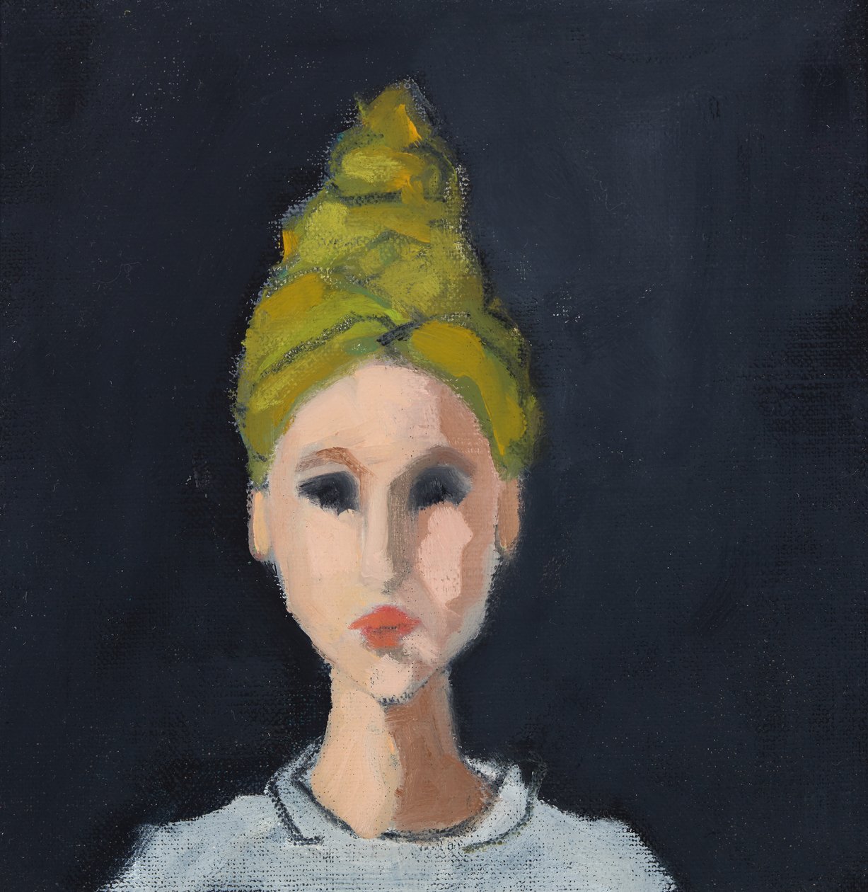 Ragazza con turbante verde, 2017 (olio su tavola telata) da Genevieve French