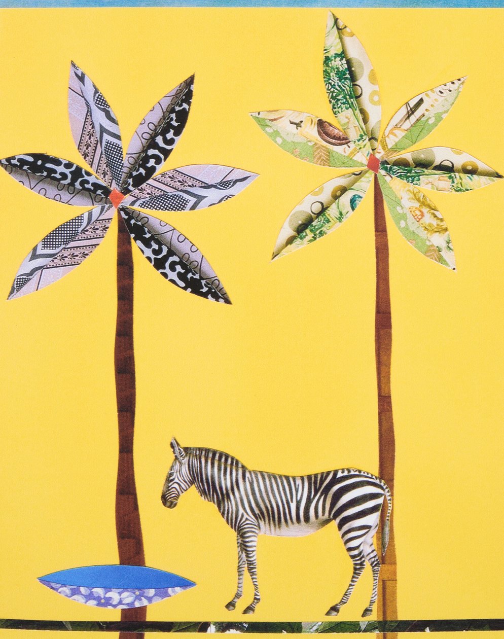 Zebra con ciotola blu (collage) da Genevieve French