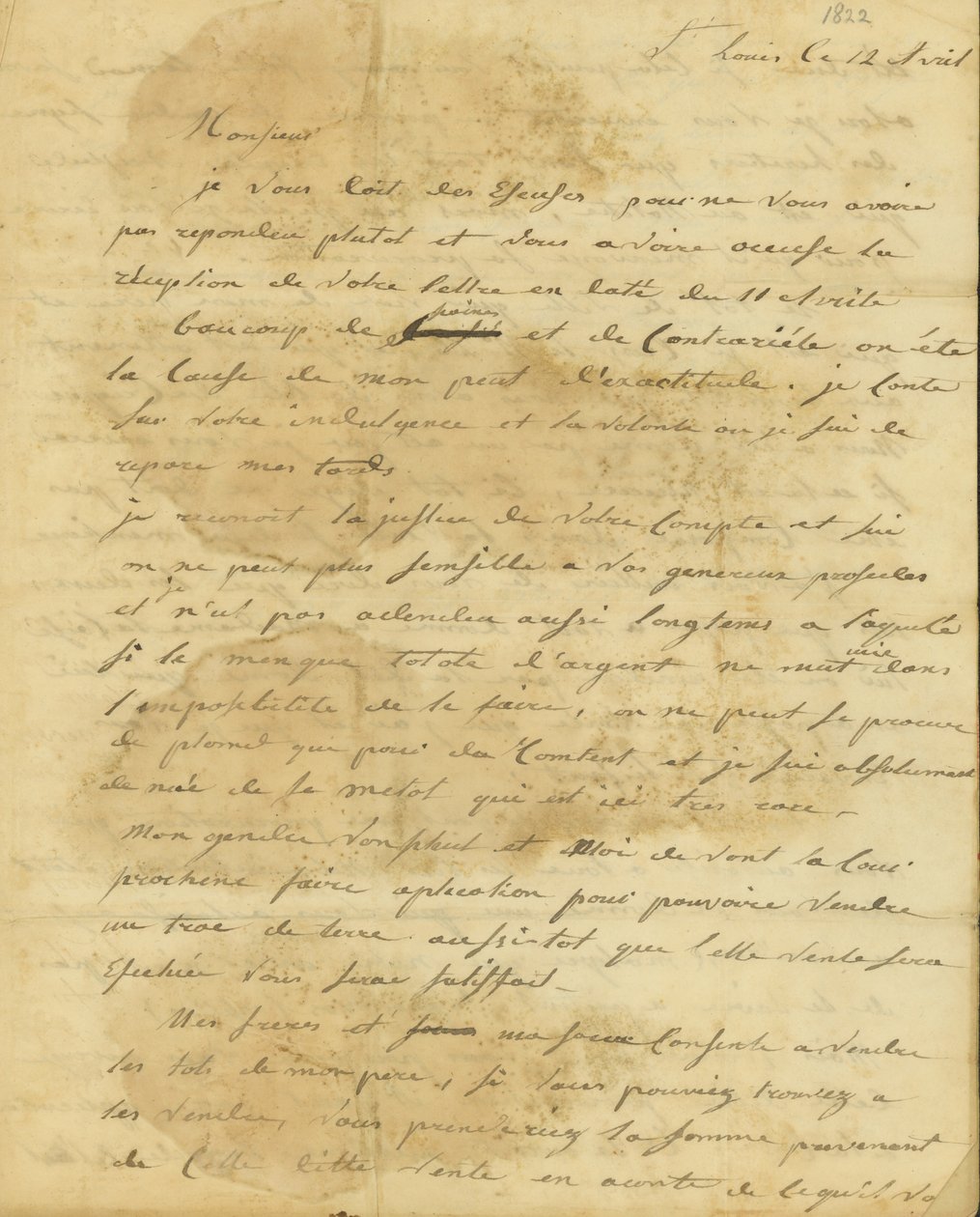 Lettera da Rosalie Saugrain a P. R. Bureau da Genevieve Rosalie Michau Saugrain