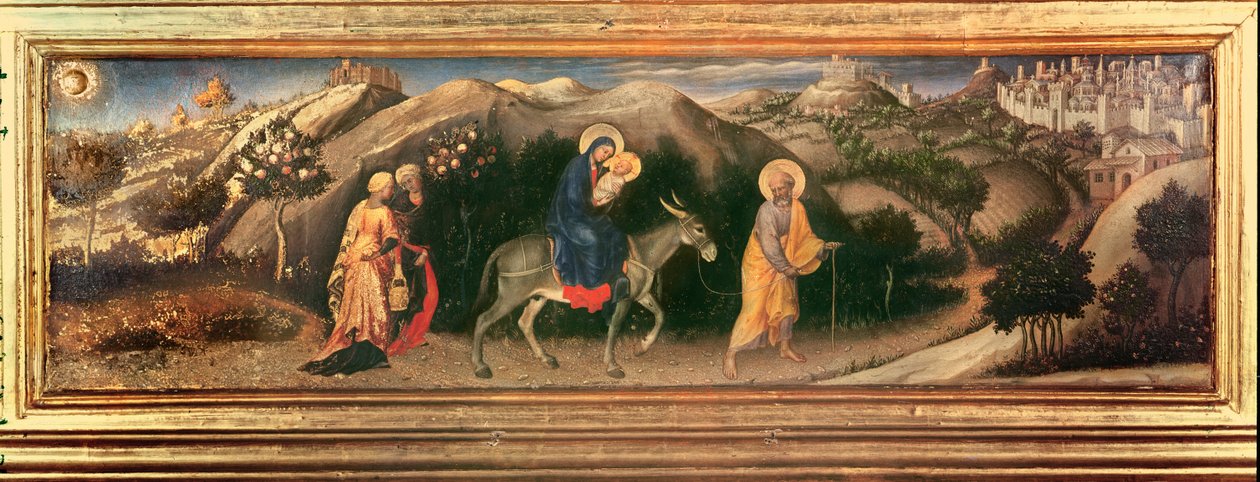 Adorazione dei Magi, predella centrale Fuga in Egitto, 1423 da Gentile da Fabriano
