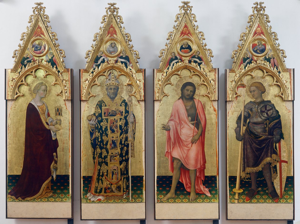 Quattro santi del Polittico Quaratesi, Santa Maria Maddalena, San Nicola di Bari, San Giovanni Battista e San Giorgio da Gentile da Fabriano