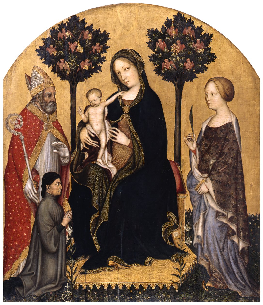 Maria in trono con il Bambino, san Nicola di Bari, santa Caterina d’Alessandria e un benefattore da Gentile da Fabriano