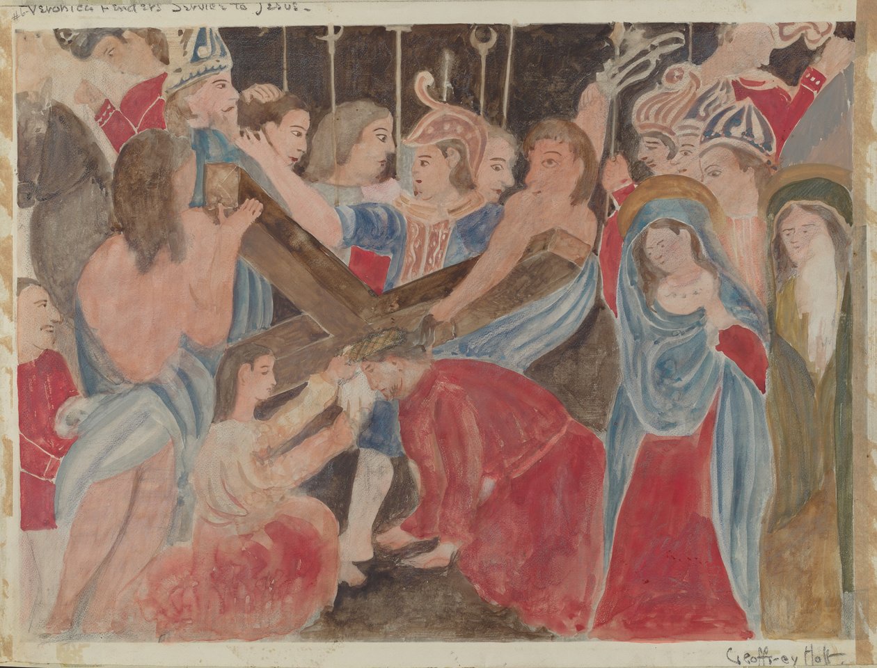 Stazione della Croce n. 6: Veronica rende servizio a Gesù, c. 1936 da Geoffrey Holt