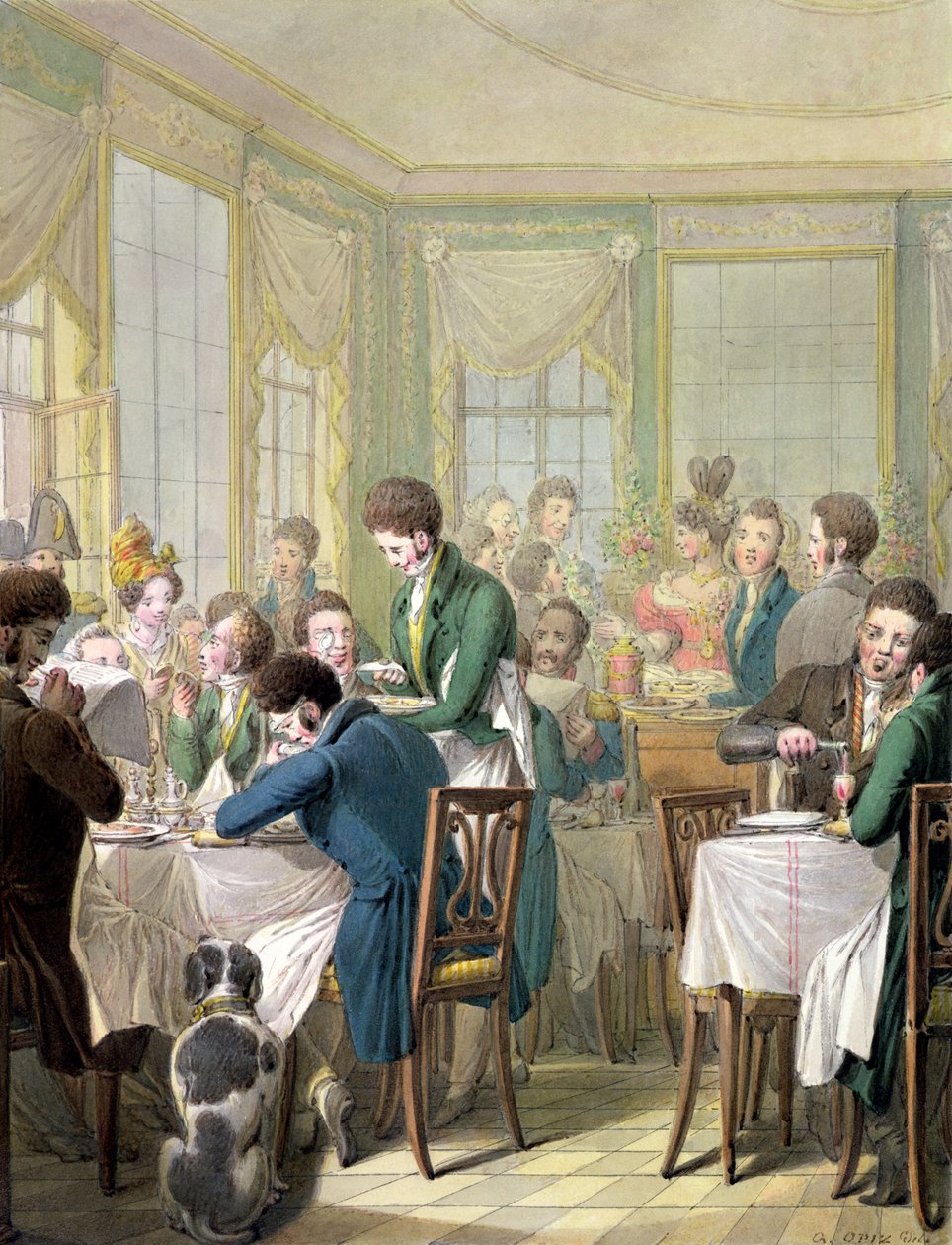 Il ristorante nel Palais Royal, 1831 da Georg Emanuel Opitz