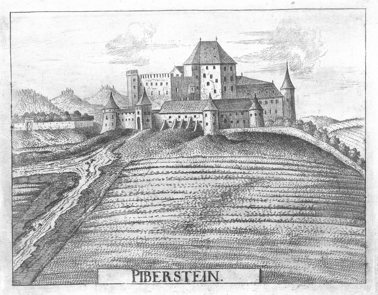 Veduta del castello di Piberstein, Alta Austria da Georg Matthaus Vischer