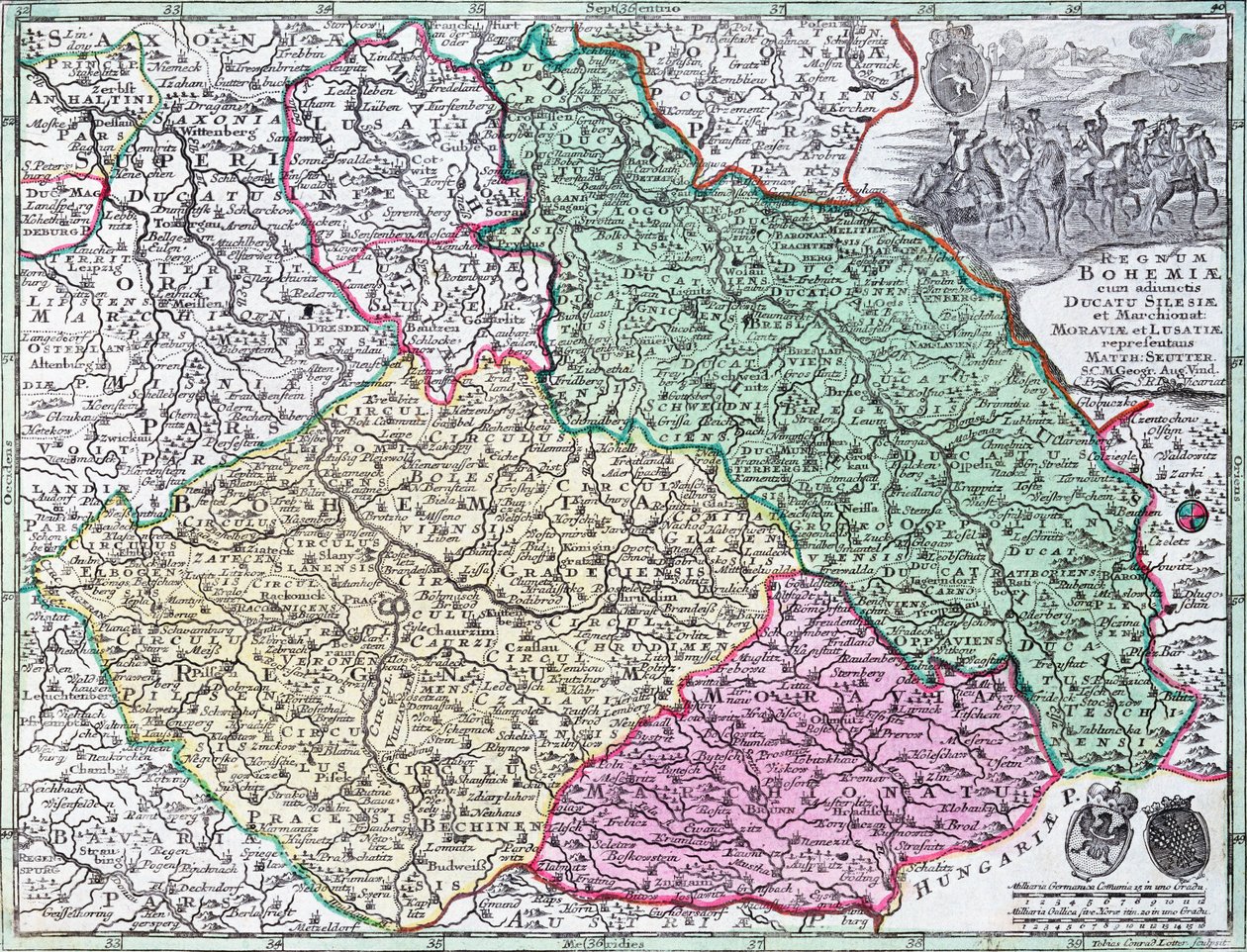 Mappa della Slesia, da un atlante da Georg Matthäus Seutter
