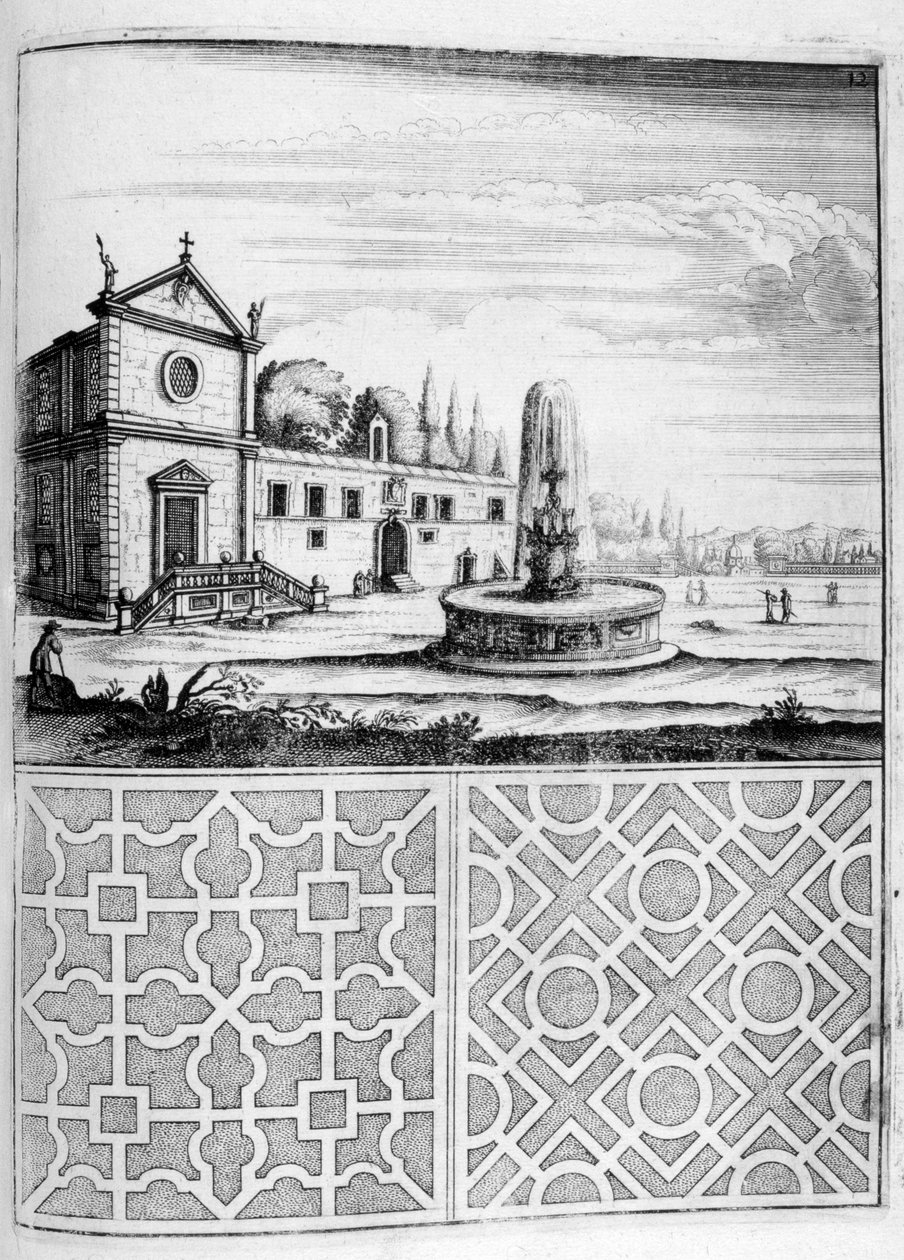 Casa, fontana e progetto del giardino, 1664 da Georg Andreas Bockler