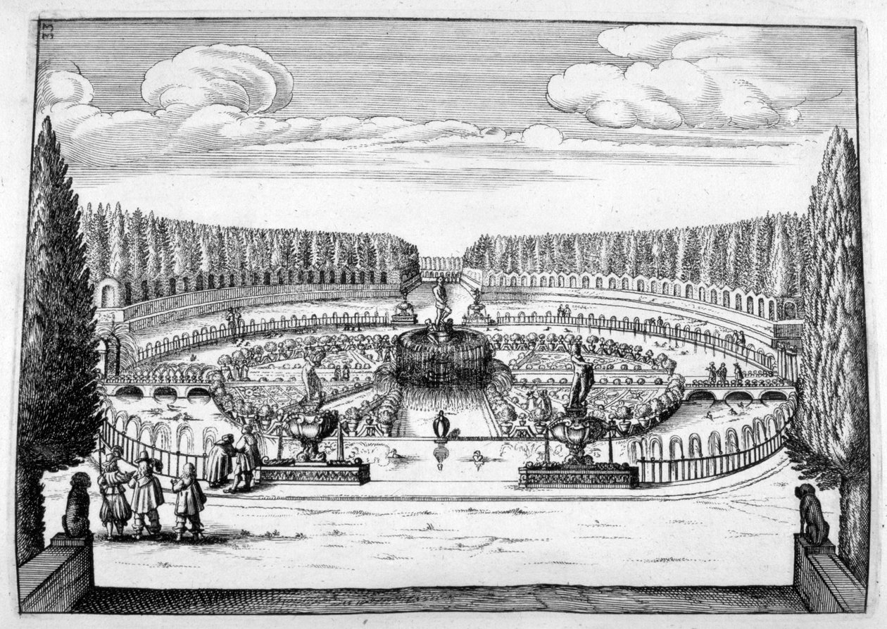 Fontana ornamentale e design del giardino, 1664 da Georg Andreas Bockler