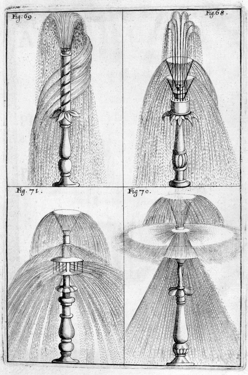 Design di una fontana ornamentale da Georg Andreas Bockler