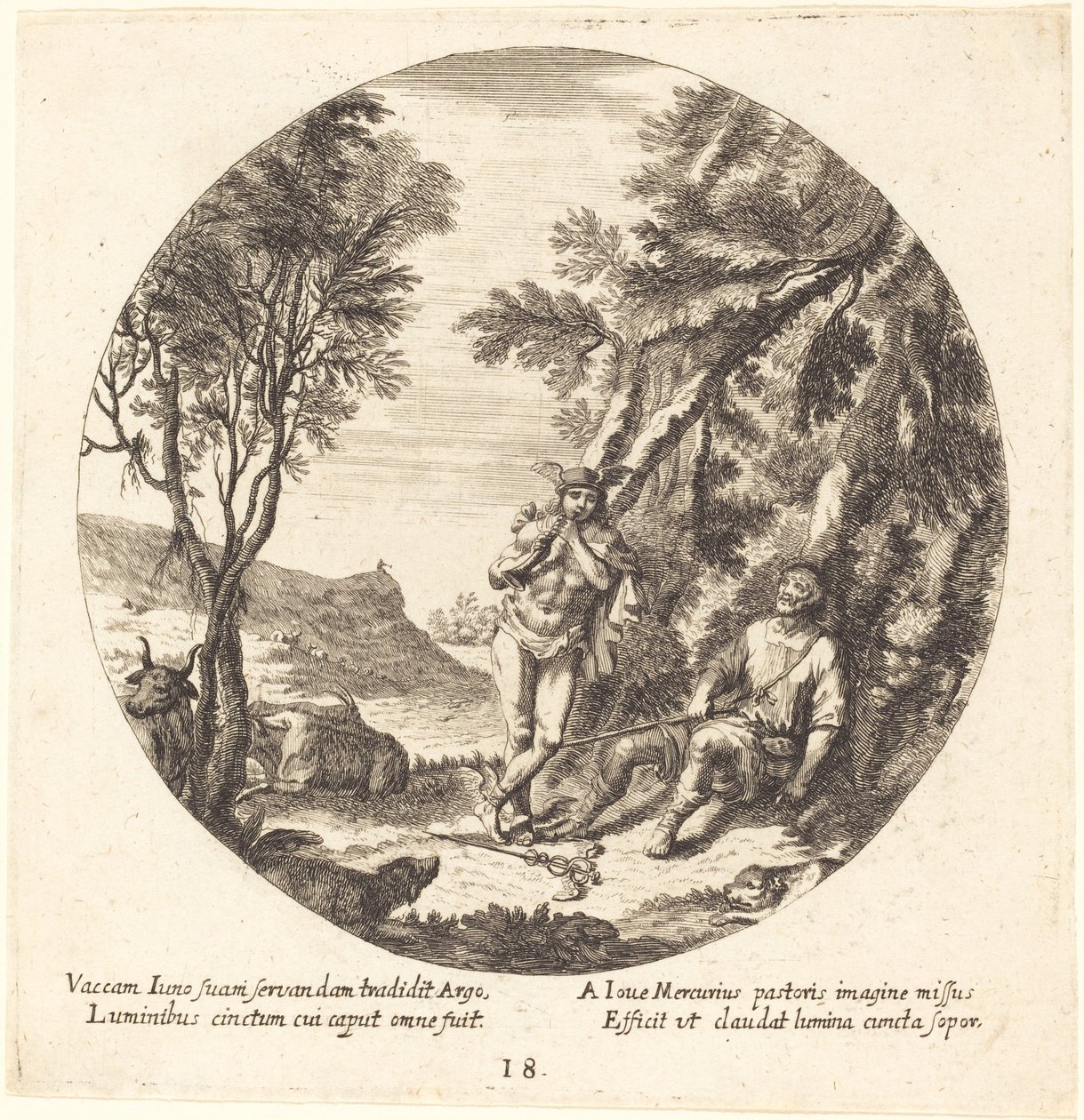 Mercurio addormenta Argo da Georg Andreas Wolfgang the Elder