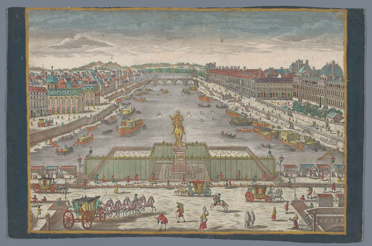 Veduta del Pont Neuf sulla Senna a Parigi, vista verso il Pont Royal da Georg Balthasar Probst (possibly)