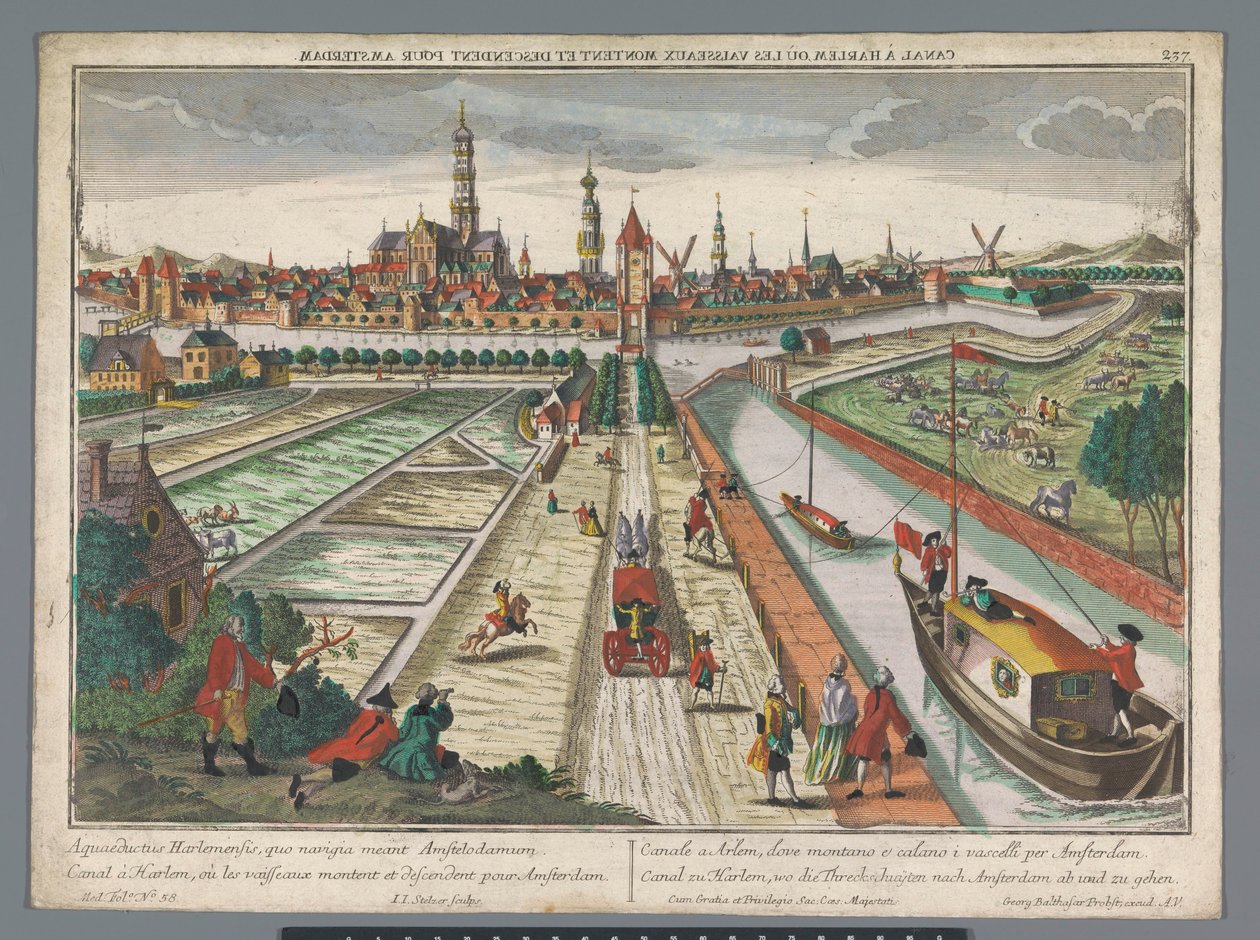 Veduta del Canale di Amsterdam a Haarlem da Georg Balthasar Probst
