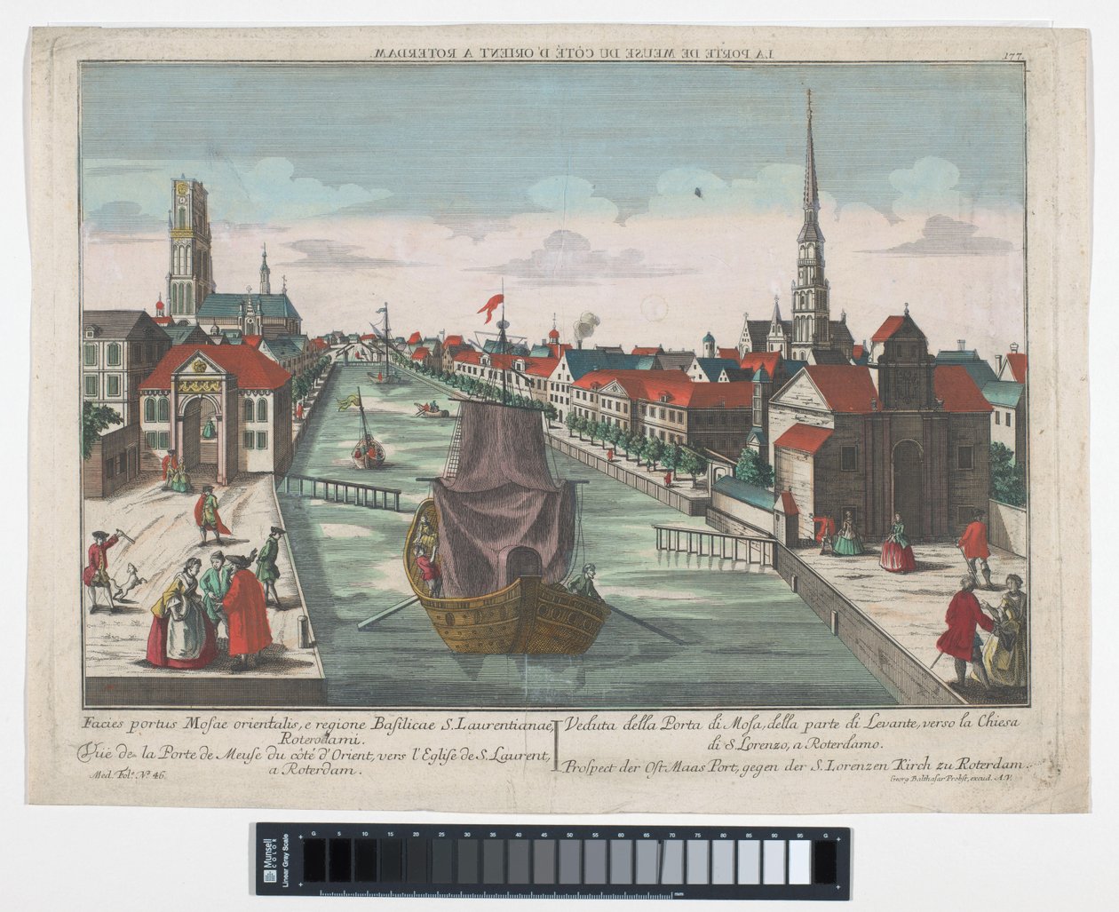 Veduta della Wester Oude Hoofdpoort e della Ooster Oude Hoofdpoort a Rotterdam da Georg Balthasar Probst