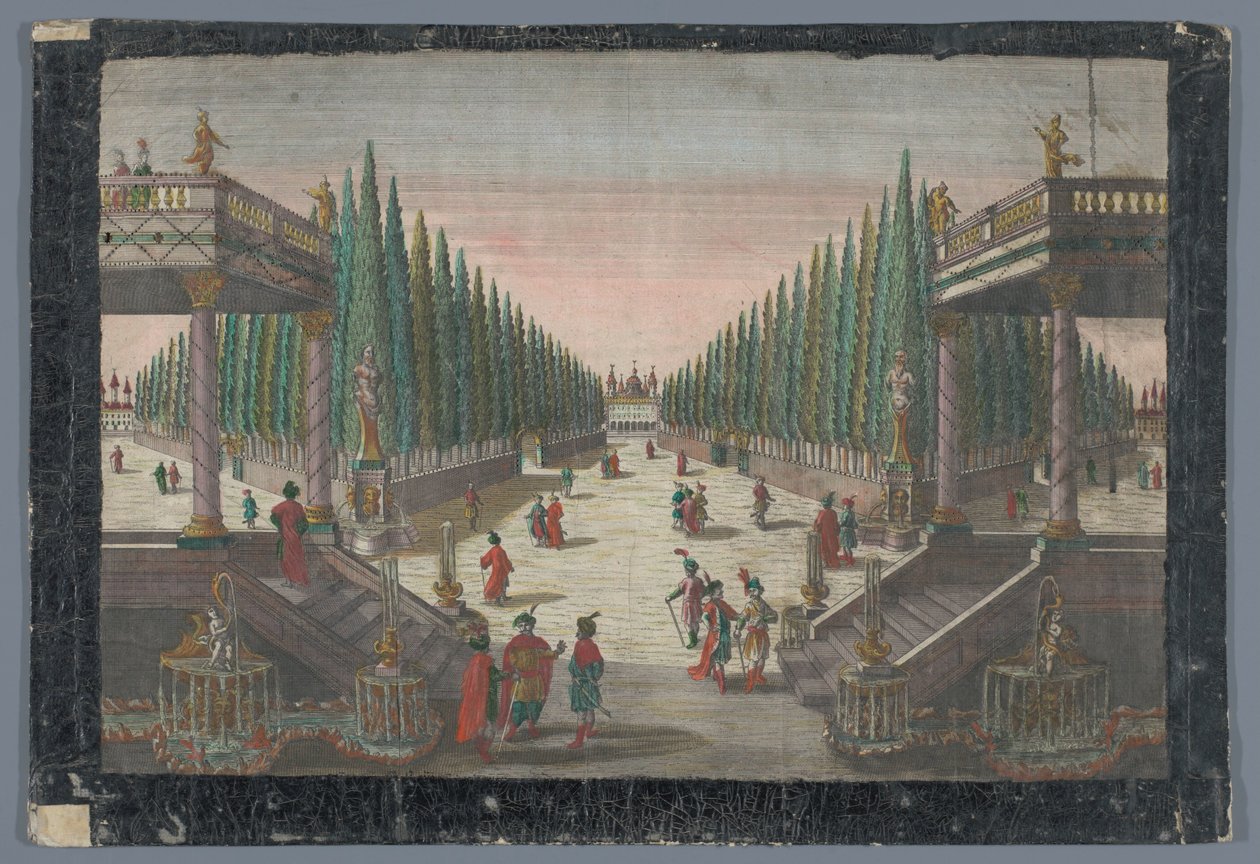 Veduta di un viale in un giardino di cipressi a Costantinopoli (Spaziergang in dem Cypressen Garten) da Georg Balthasar Probst
