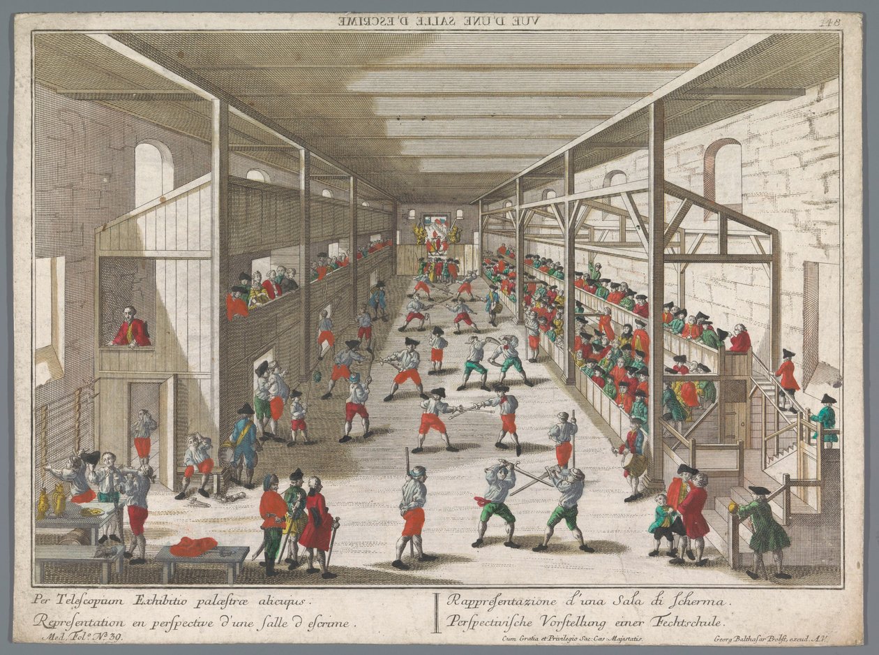 Veduta di una scuola di scherma da Georg Balthasar Probst