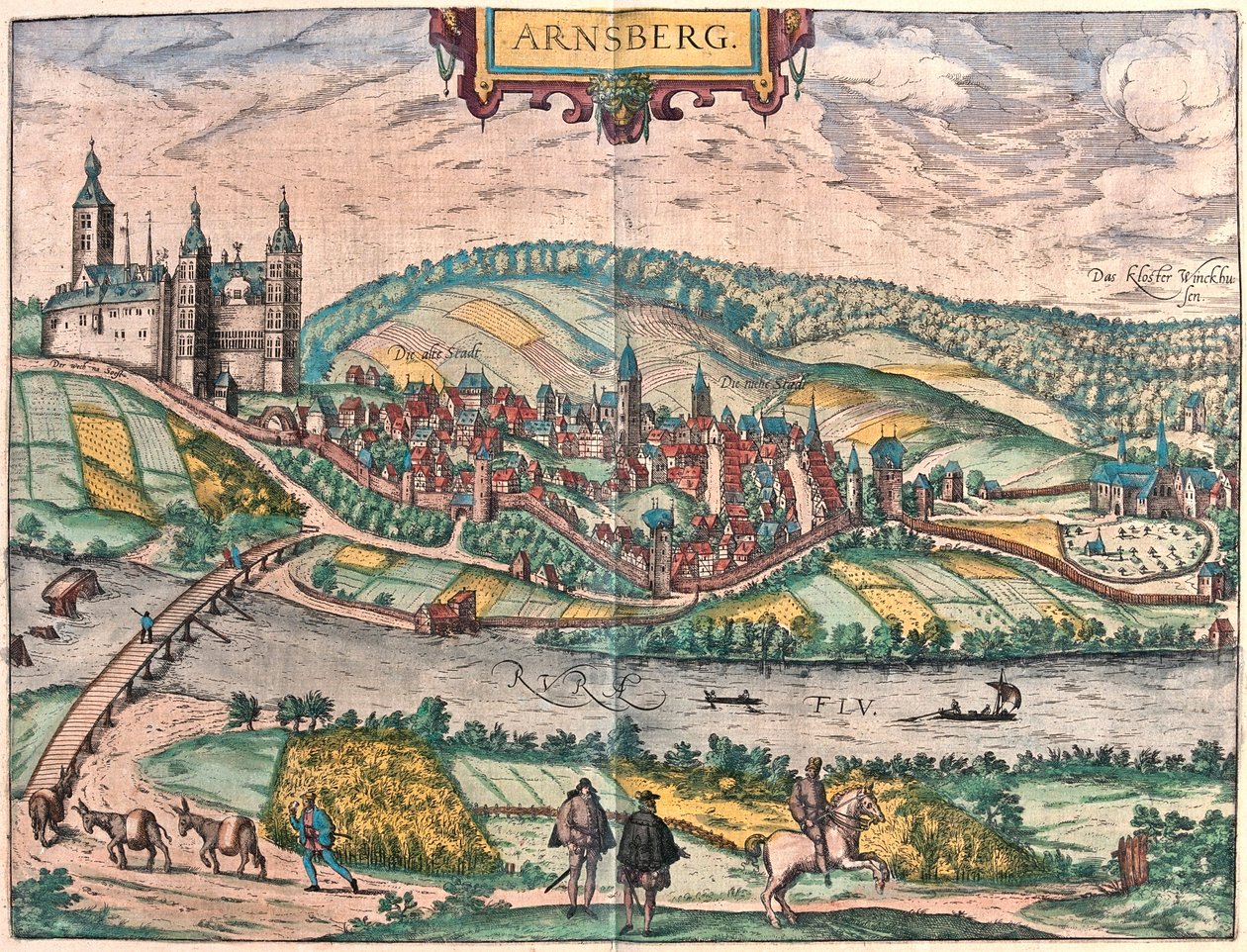 Arnsberg, Germania - in "Civitates Orbis Terrarum" di Georg Braun, Colonia 1617 da Georg Braun