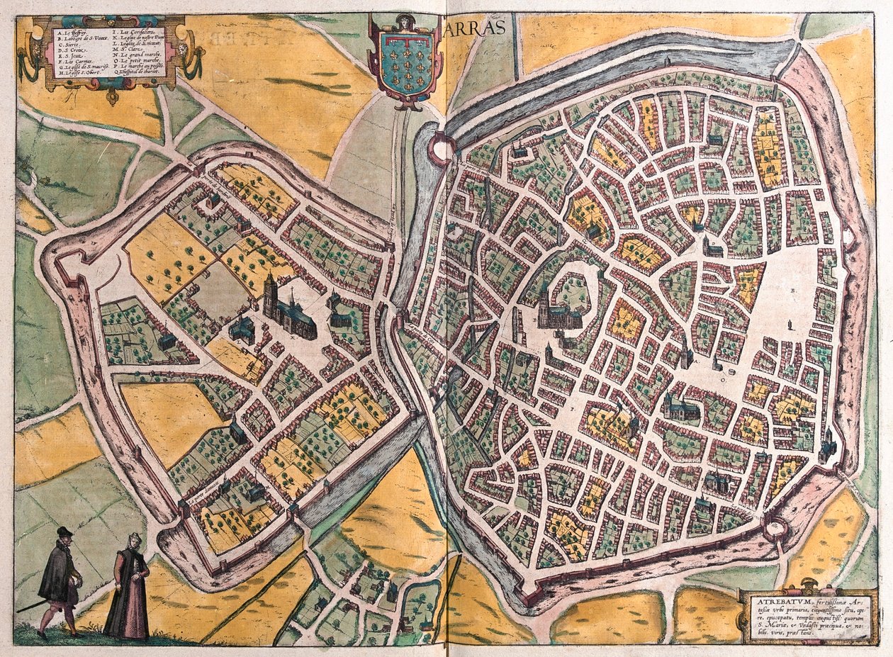 Arras, Calais - Francia settentrionale - in "Civitates Orbis Terrarum" di Georg Braun, Colonia 1617 da Georg Braun