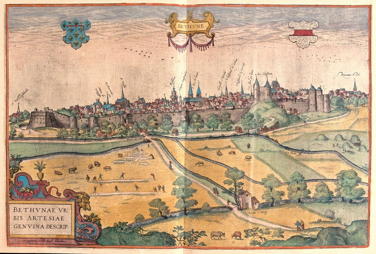 Bethune a Pas de Calais, Francia - in "Civitates Orbis Terrarum" di Georg Braun, Colonia 1617 da Georg Braun