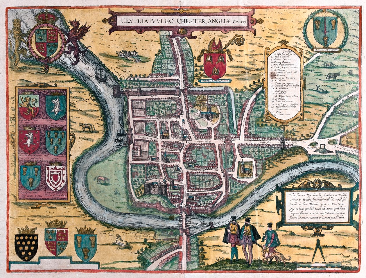 Chester - Gran Bretagna, in "Civitates Orbis Terrarum" di Georg Braun, Colonia 1617 da Georg Braun