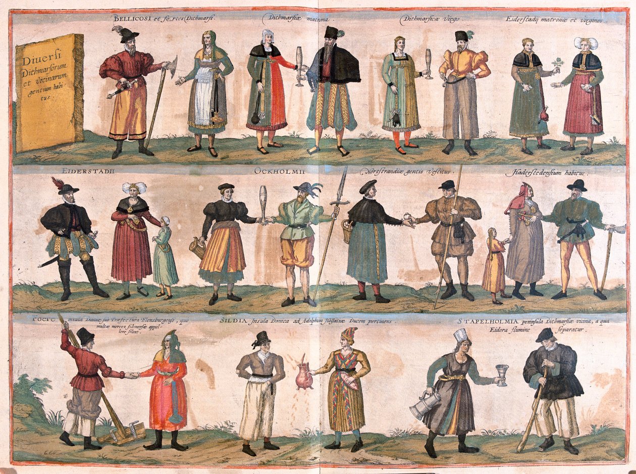Costumi per uomini e donne - in "Civitates Orbis Terrarum" di Georg Braun, Colonia 1617 da Georg Braun
