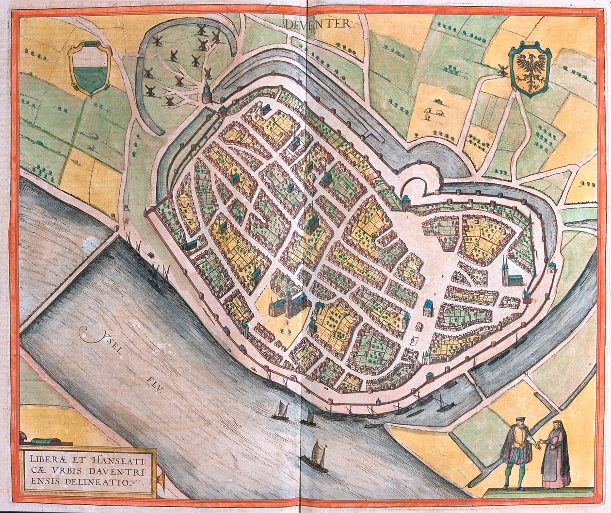 Deventer, Paesi Bassi - in "Civitates Orbis Terrarum" di Georg Braun, Colonia 1617 da Georg Braun