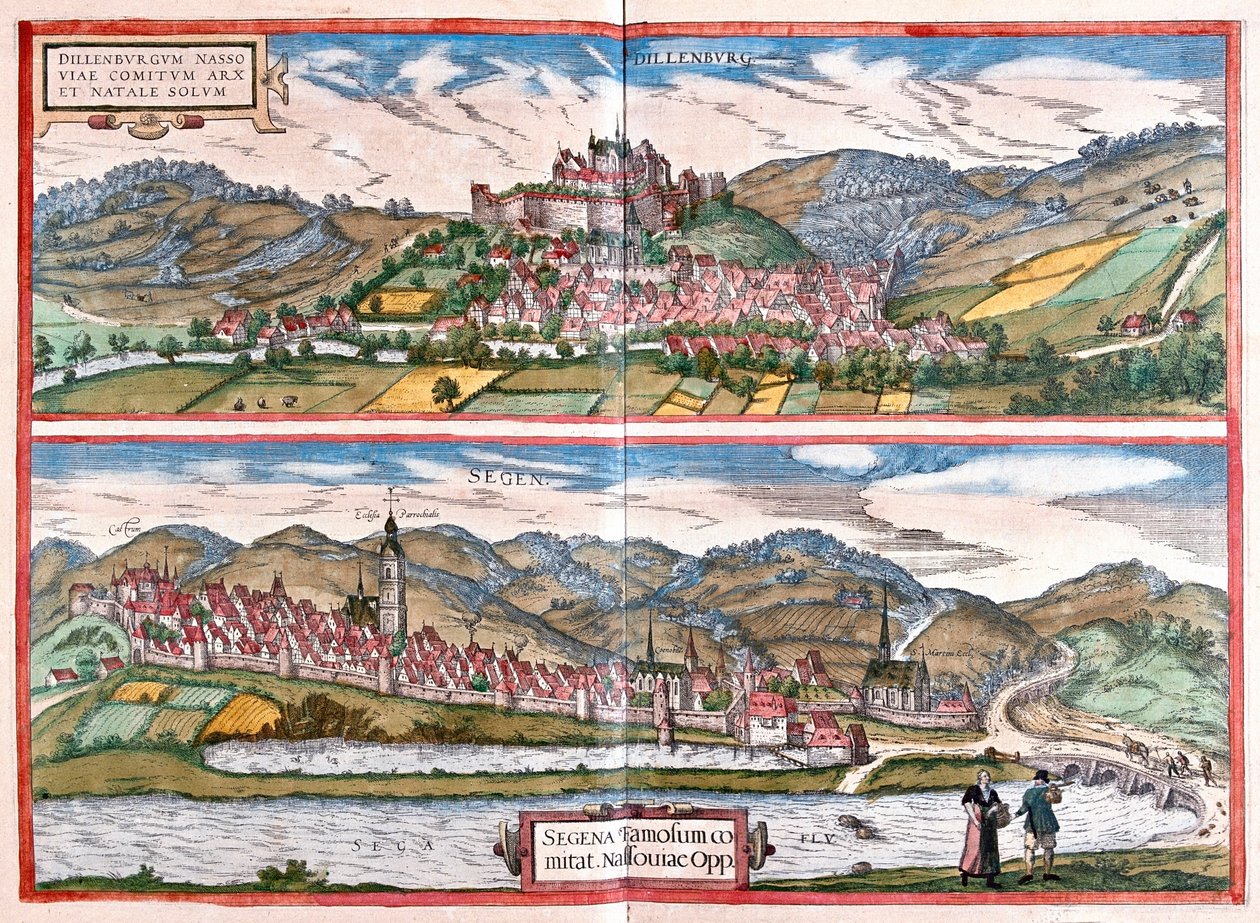 Dillenburg - Siegen, Germania - in "Civitates Orbis Terrarum" di Georg Braun, Colonia 1617 da Georg Braun