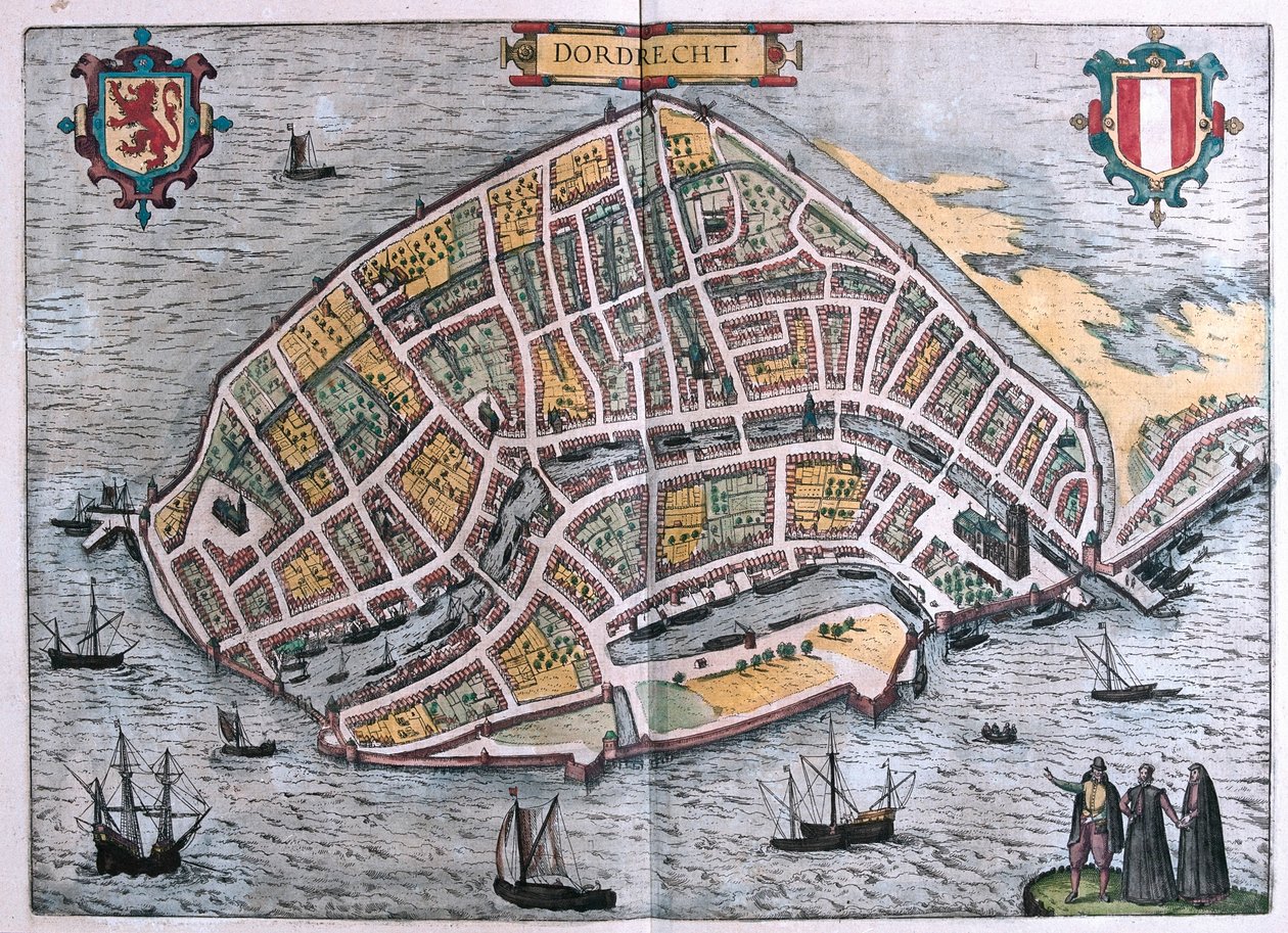Dordrecht, Paesi Bassi - in "Civitates Orbis Terrarum" di Georg Braun, Colonia 1617 da Georg Braun