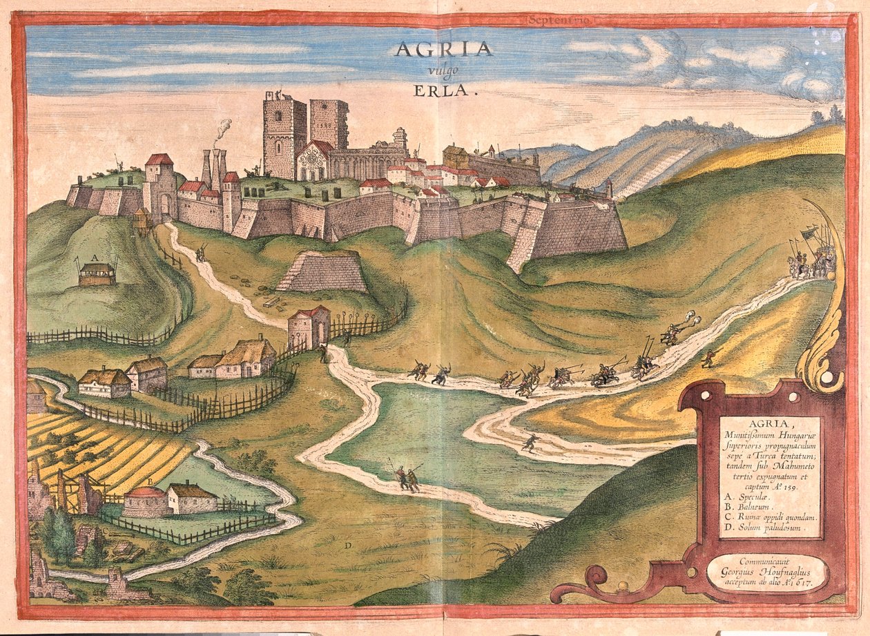 Eger, Ungheria - in "Civitates Orbis Terrarum" di Georg Braun, Colonia 1617 da Georg Braun
