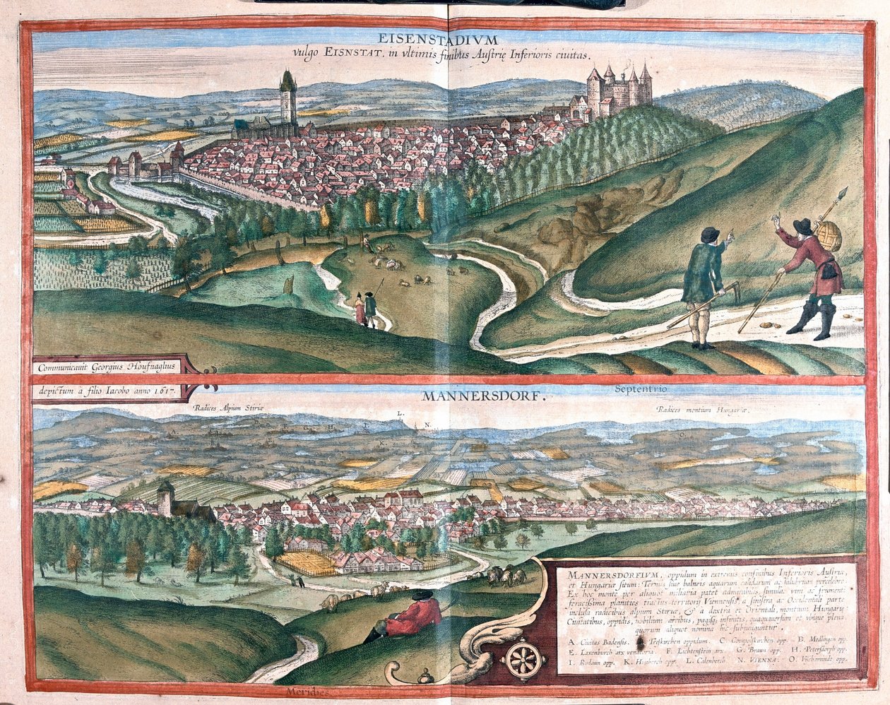 Eisenstadtt, Germania - Mannersdorf, Austria - in "Civitates Orbis Terrarum" di Georg Braun, Colonia 1617 da Georg Braun