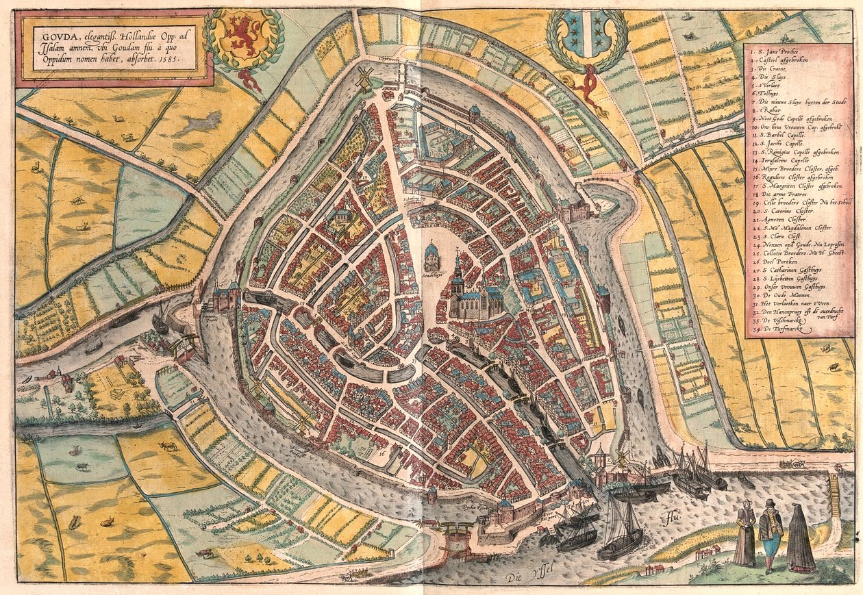 Goude, Paesi Bassi - in "Civitates Orbis Terrarum" di Georg Braun, Colonia 1617 da Georg Braun