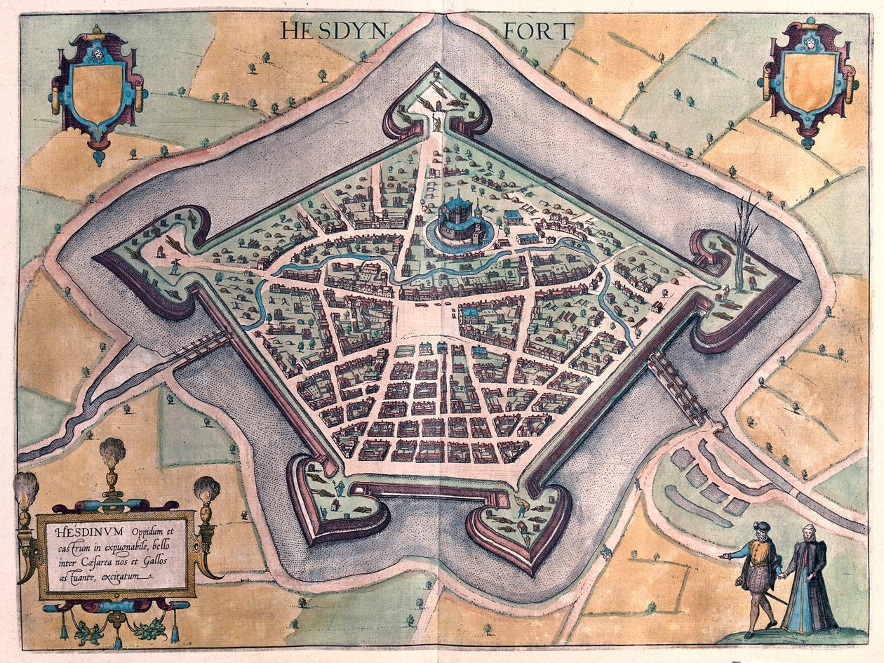 Hesdin, Francia - in "Civitates Orbis Terrarum" di Georg Braun, Colonia 1617 da Georg Braun