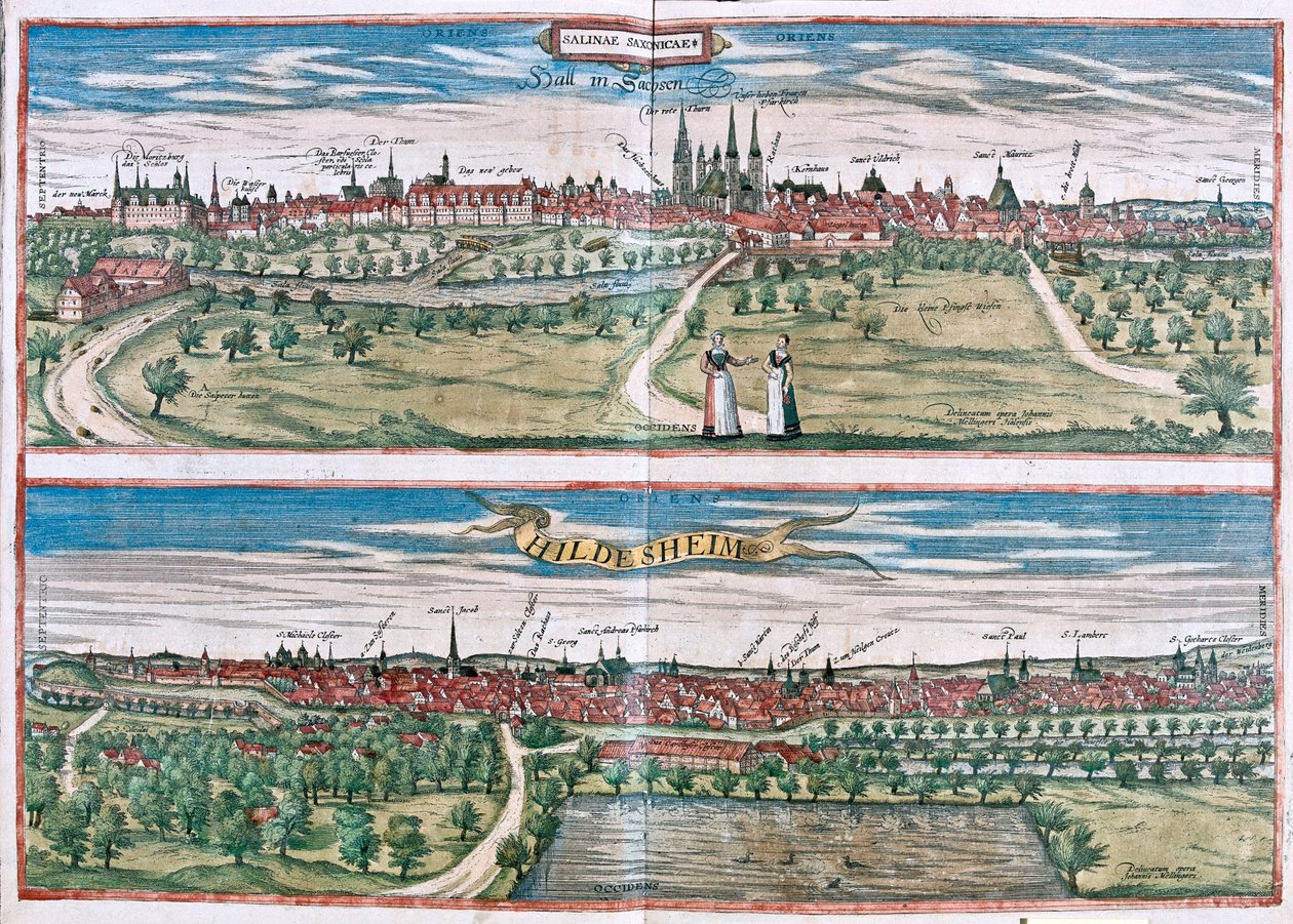 Hildescheim, Germania - in "Civitates Orbis Terrarum" di Georg Braun, Colonia 1617 da Georg Braun
