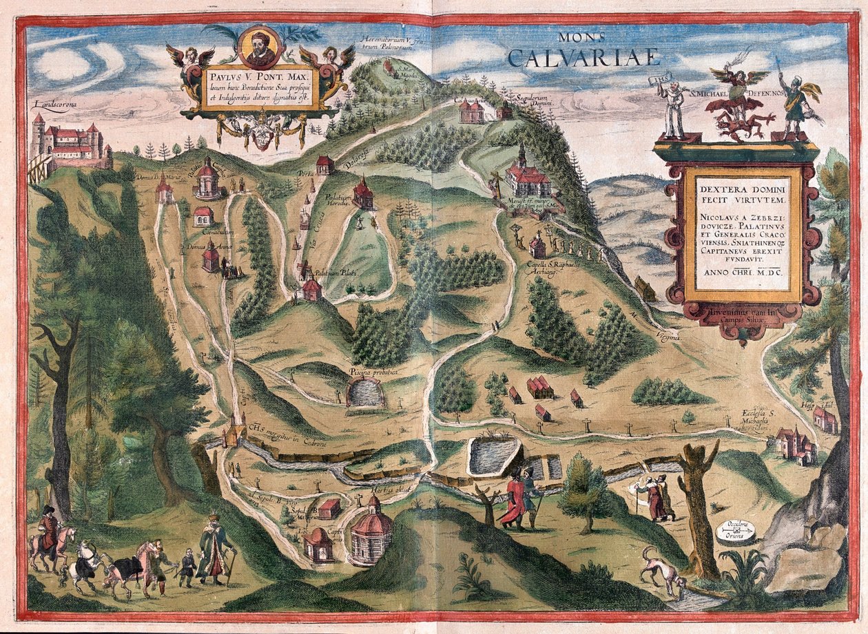 Kalwarya Zebrzydowka (a sud-est di Cracovia), Polonia - in "Civitates Orbis Terrarum" di Georg Braun, Colonia 1617 da Georg Braun