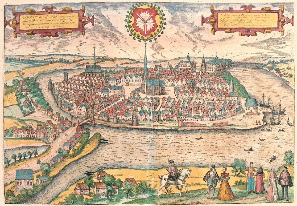 Kiel, Germania - in "Civitates Orbis Terrarum" di Georg Braun, Colonia 1617 da Georg Braun