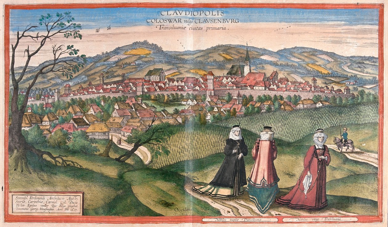 Klauseburg, Cluj, Napoca, Rom - in "Civitates Orbis Terrarum" di Georg Braun, Colonia 1617 da Georg Braun