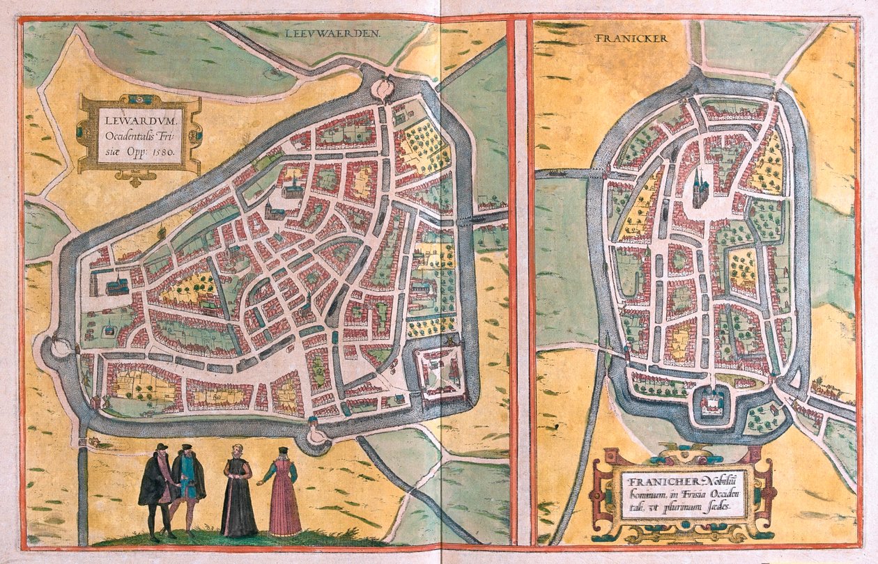 Leeuwarden (frisone occidentali), Franeker, Paesi Bassi - in "Civitates Orbis Terrarum" di Georg Braun, Colonia 1617 da Georg Braun