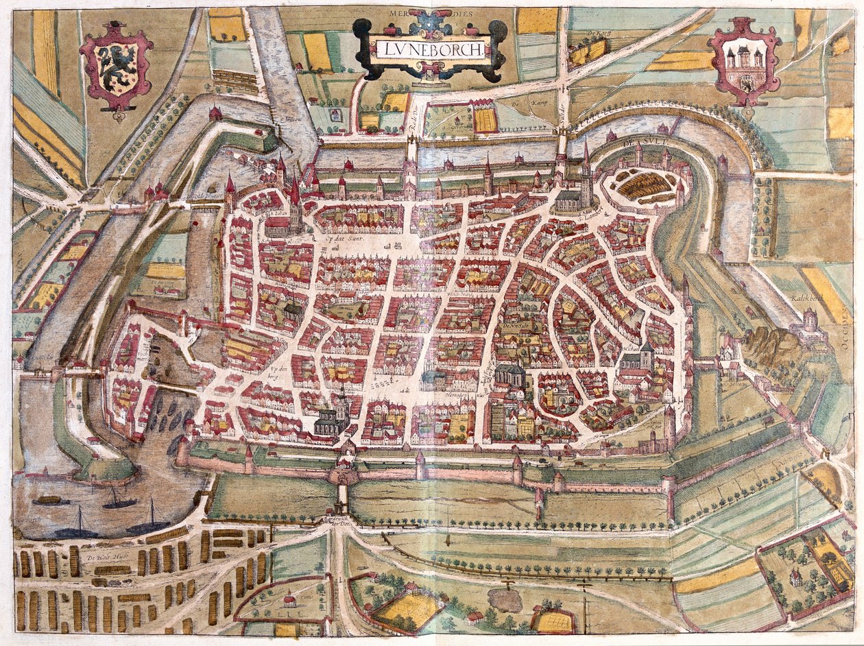 Luneburg, Germania - in "Civitates Orbis Terrarum" di Georg Braun, Colonia 1617 da Georg Braun