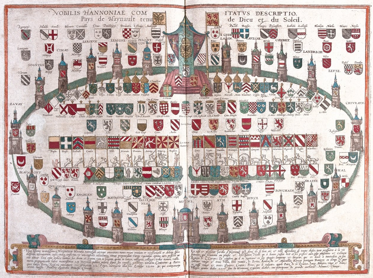 Mons , Belgio - in "Civitates Orbis Terrarum" di Georg Braun, Colonia 1617 da Georg Braun